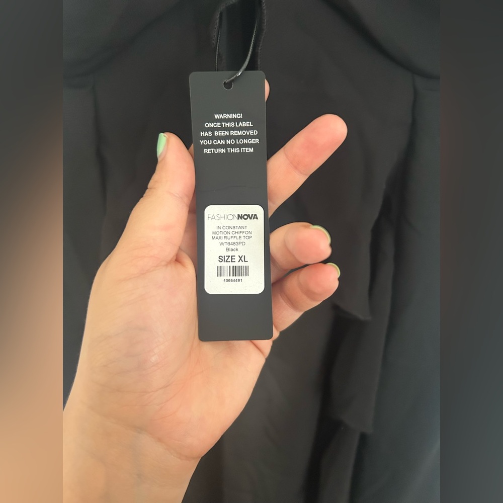 Fashion Nova Black Sheer High-Low Halter Top - Picture 7 of 7